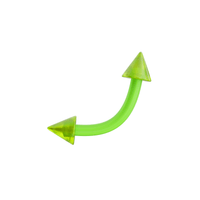 Lime UV curved bar with plain UV cone for body jewelry