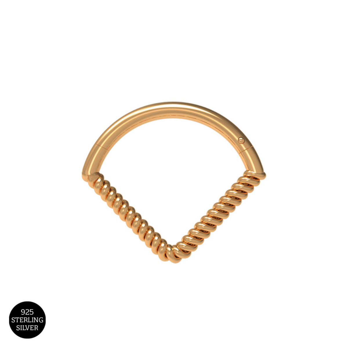 925 Sterling Silver Twisted V-Shape Hinged Braided Segment Clicker Rin