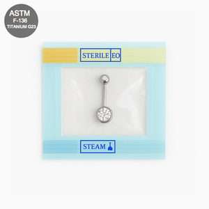 EO Gas Sterilised G23 Titanium Double CZ Jewelled Banana Belly Ring