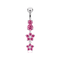 925 Sterling Silver Moving Jewelled Flower Design Navel Ring