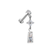 316L Surgical Steel Round CZ Floral Cluster & Baguette Dangle Threadless Flatback Stud