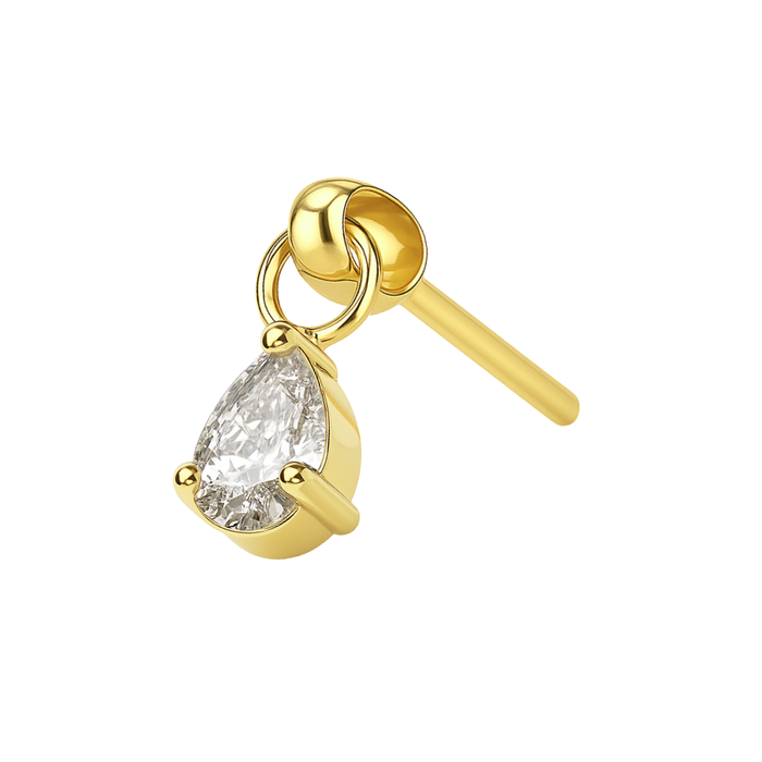 G23 Grade Titanium Tri-Cut Crystal Drop Threadless Top