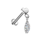 G23 Titanium Heart & Marquise CZ Dangle Threadless Flatback Stud