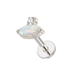 Oval opal and CZ body jewelry stud in silver with flatback design