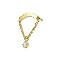 316L Surgical Steel Chain Dangling CZ Charm Internally Threaded Accessory Top Monster Piercing United Kingdom