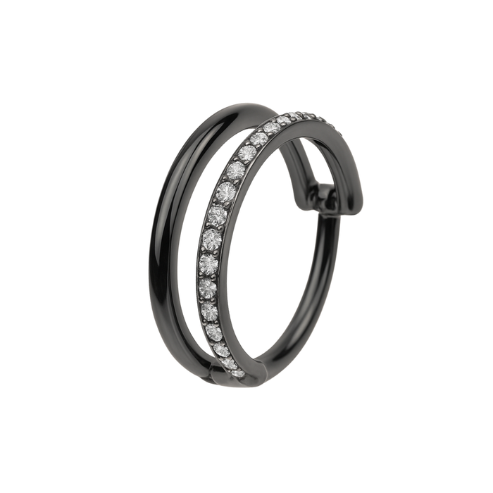 316L Surgical Steel Double Stack Jewelled Hinged Segment Clicker Ring - Monster Piercing