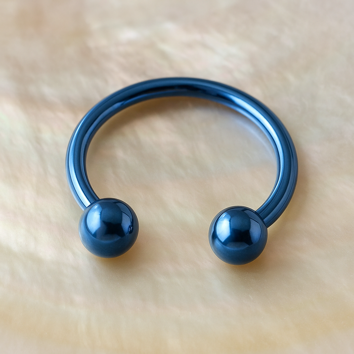 316L Surgical Steel Blue Horseshoe CBB with Ball - Monster Piercing