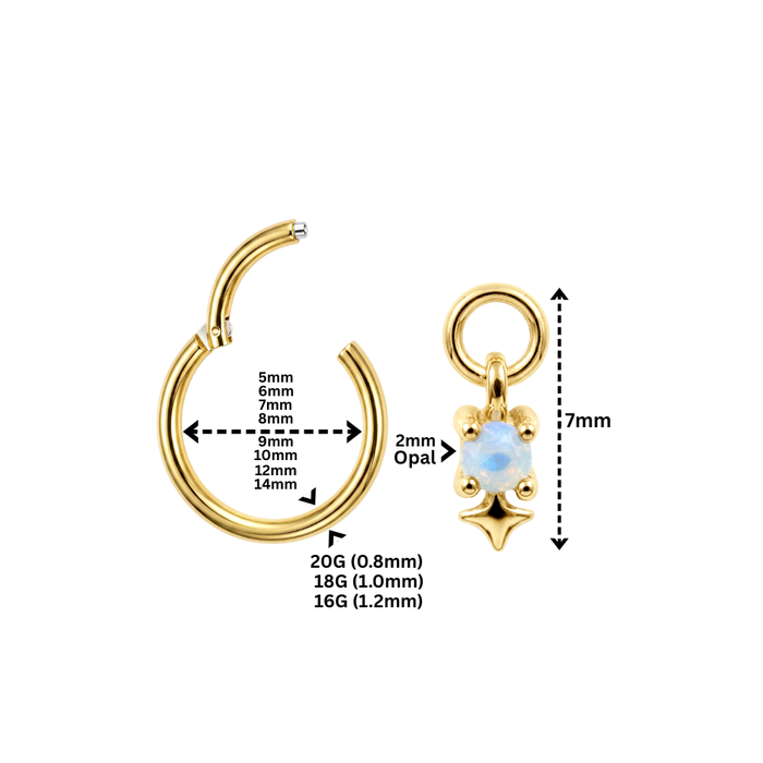 316L Surgical Steel Opal Star Drop Earrings
