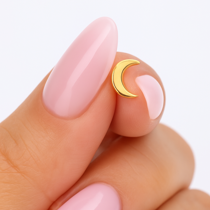 316L Surgical Steel Crescent Moon Internally Threaded Flatback Stud - Monster Piercing