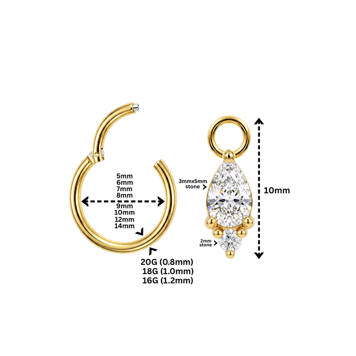 316L Surgical Steel Pear Drop CZ Earrings