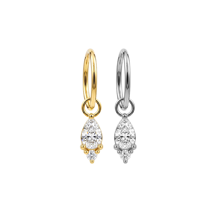 316L Surgical Steel Pear Drop CZ Earrings