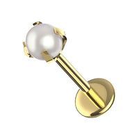 316L Surgical Steel Pearl Top Thread-less Push-Fit With Flatback Stud - Monster Piercing
