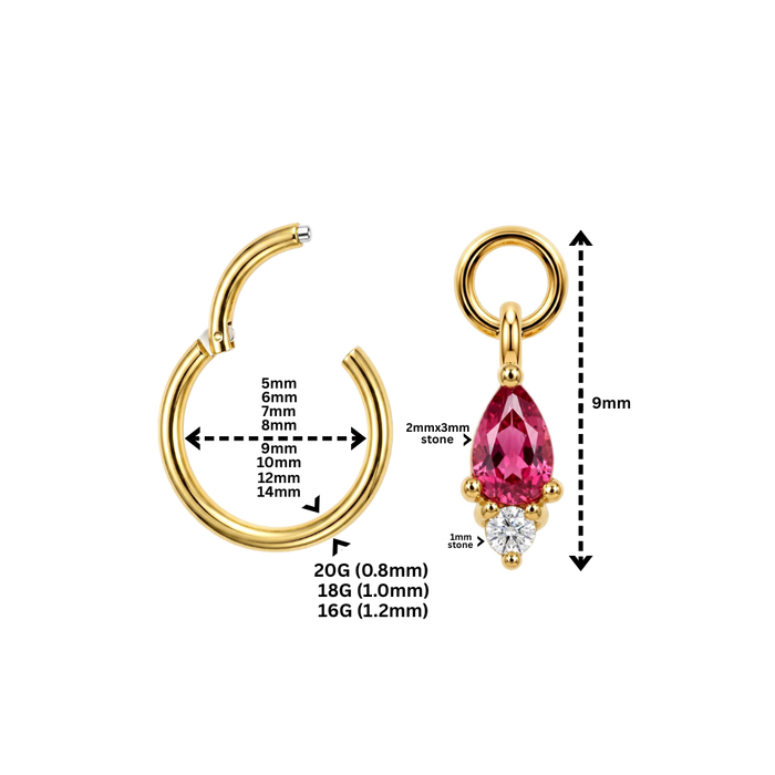 316L Surgical Steel Pink Pear Drop Earrings