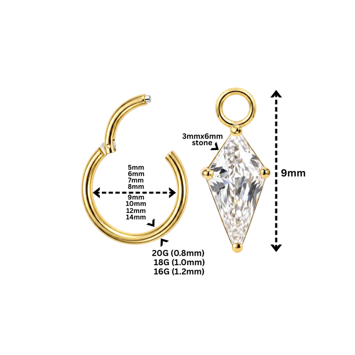 316L Surgical Steel Kite CZ Drop Earrings