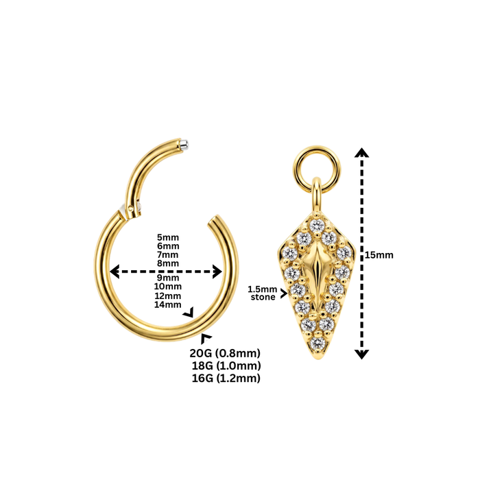 316L Surgical Steel CZ Jewelled Kite Drop Earrings