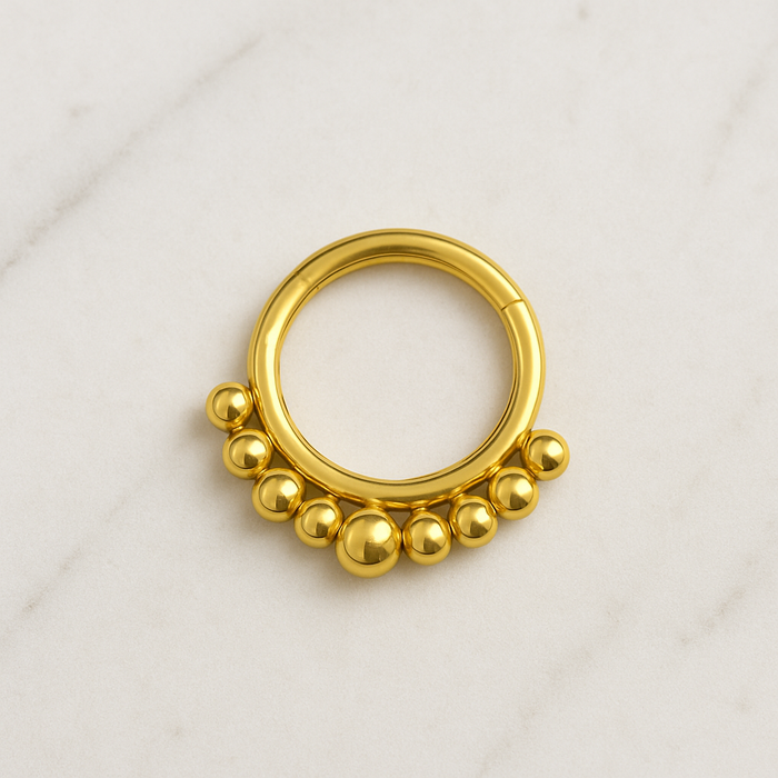 316L Surgical Steel Tribal Paved Balls Hinged Segment Clicker Ring - Monster Piercing