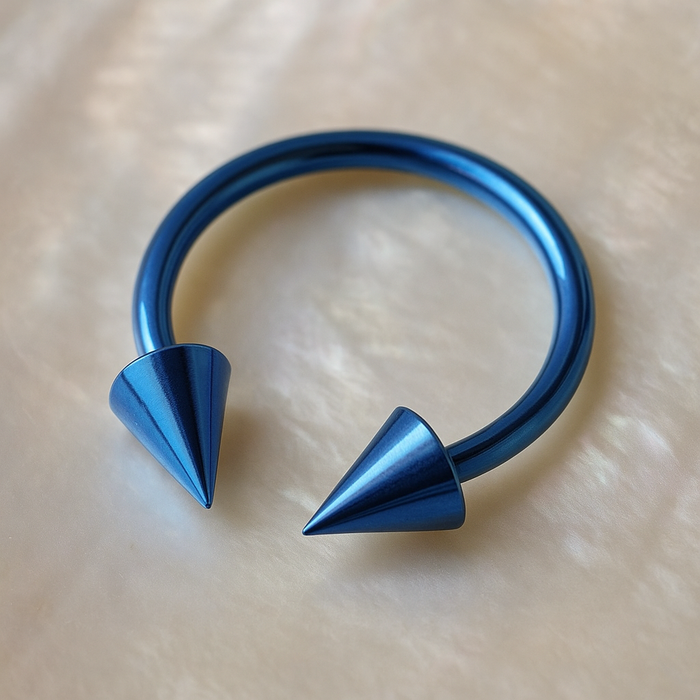 316L Surgical Steel Blue Horseshoe CBB with Cone - Monster Piercing