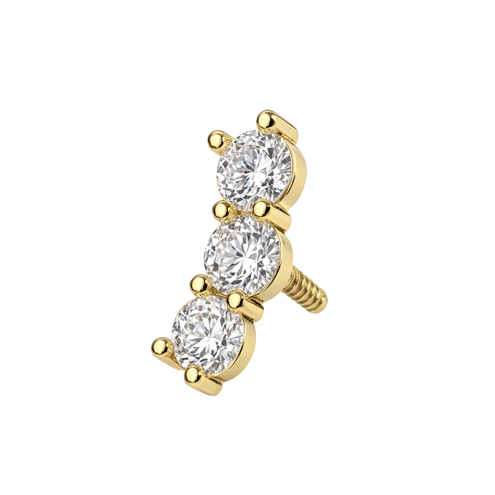 316L Surgical Steel Triple Round CZ Internally Threaded Accessory Top