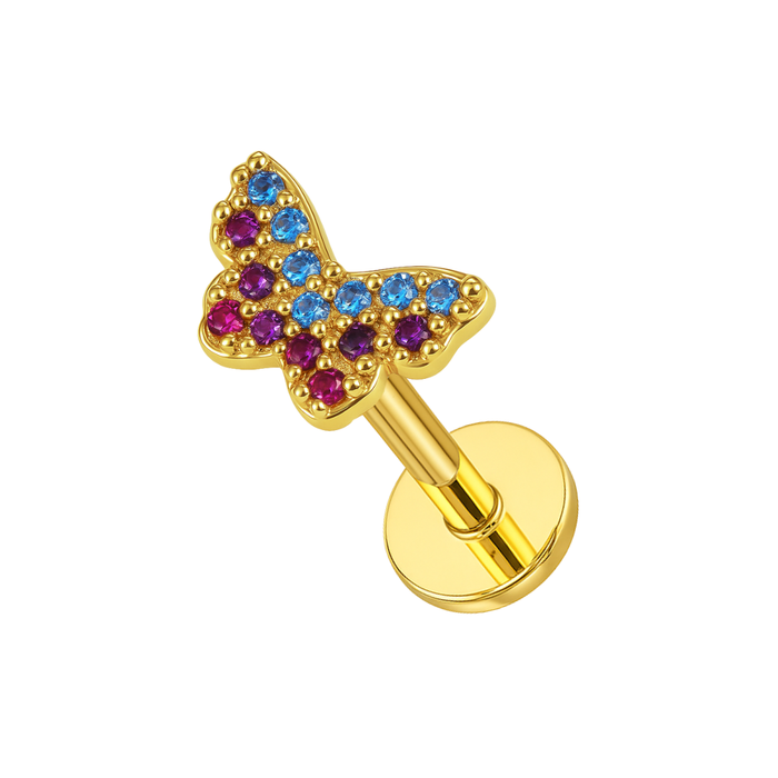 316L Surgical Steel & CZ with Butterfly Tragus Ear Stud