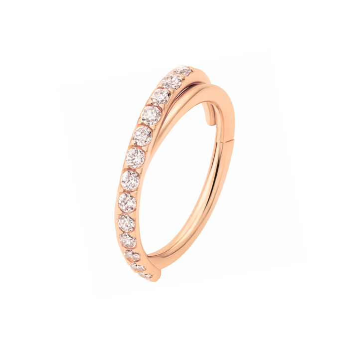 316L Surgical Steel Jewelled Double Row Twist Hinged Segment Clicker Ring