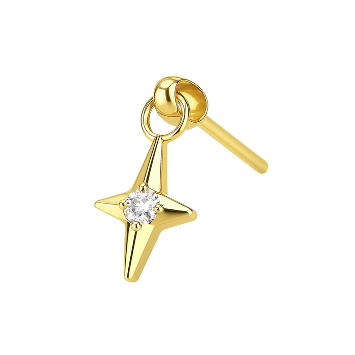 G23 Grade Titanium CZ Jewelled Twinkle Star Drop Threadless Top