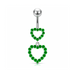 925 Sterling Silver Double Heart Dangling Belly Ring - Monster Piercing