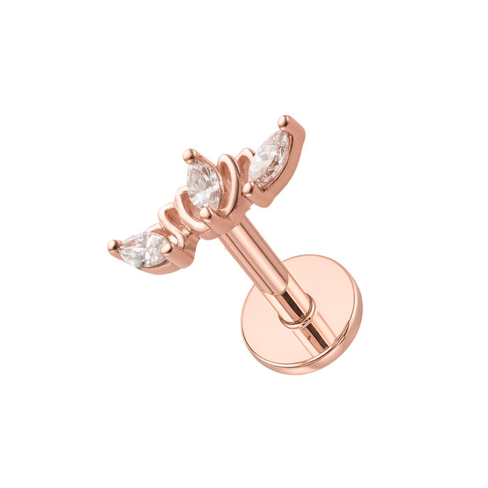 316L Surgical Steel Triple Marquise CZ Ear Stud