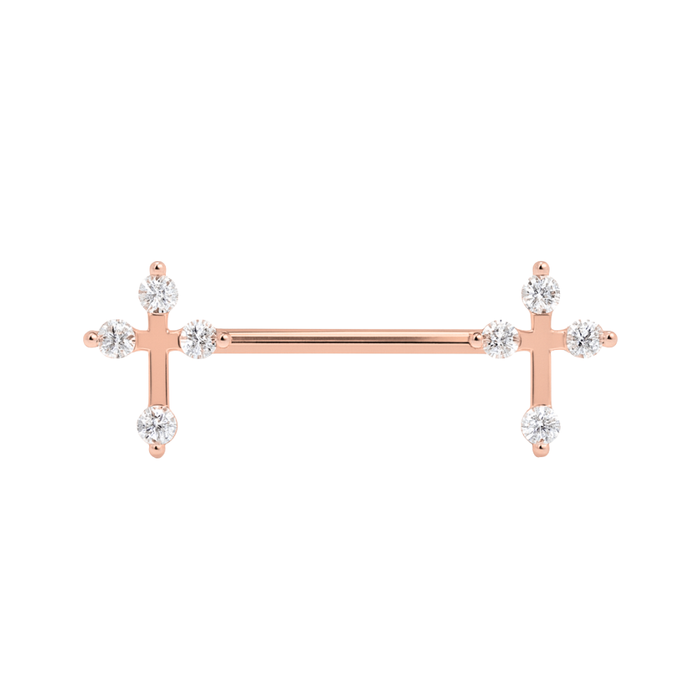 316L Surgical Steel Jewelled Cross Nipple Ring