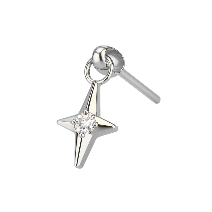 G23 Grade Titanium CZ Jewelled Twinkle Star Drop Threadless Top