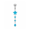 925 Sterling Silver Star and Gemstone Dangling Belly Ring