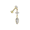 316L Surgical Steel Round CZ Clover & Marquise Dangle Threadless Flatback Stud
