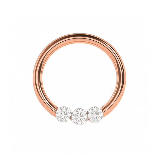 316L Surgical Steel Triple CZ Jewelled Classic Segment Clicker Ring - Monster Piercing