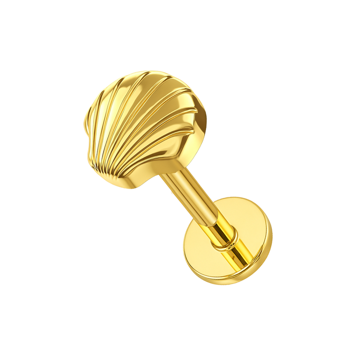G23 Titanium Seashell Elegance Threadless Flatback Stud