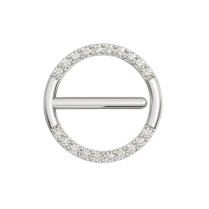 G23 Titanium CZ Jewelled Nipple Round Hinged Clicker Ring