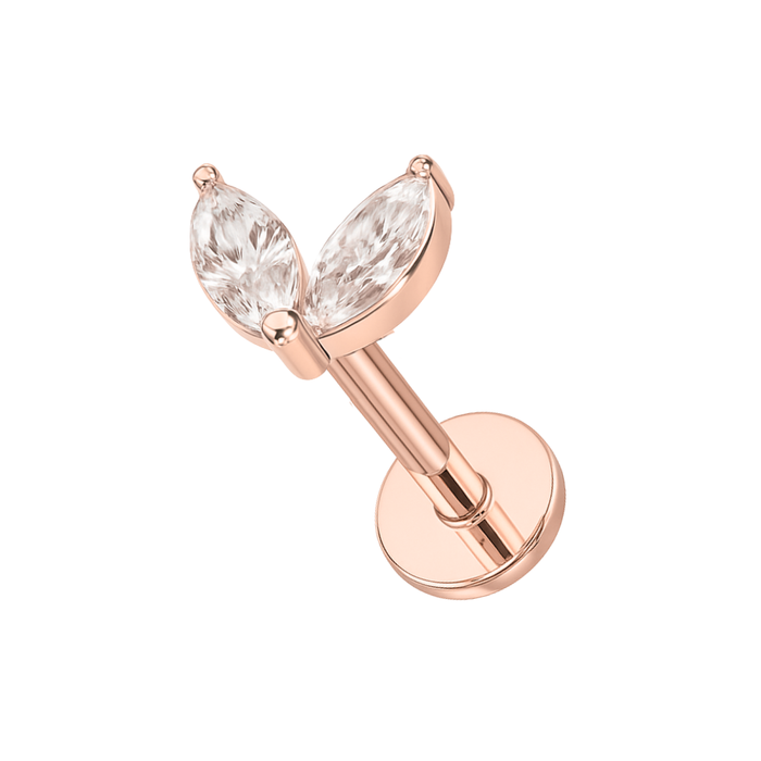 316L Surgical Steel Commelina Marquise CZ Jewelled Flatback Stud