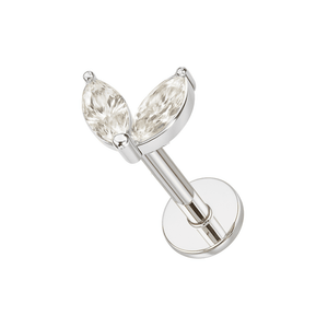 316L Chirurgischer Stahl Marquise Schmetterling Zirkonia Schmuck Intern Gewindeter Flatback Stecker