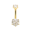 14K Gold Double CZ Belly Ring