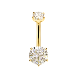 14K Gold Double CZ Belly Ring