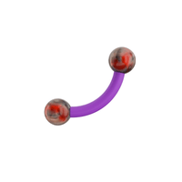 UV curved bar with colored marble UV ball labret jewelry