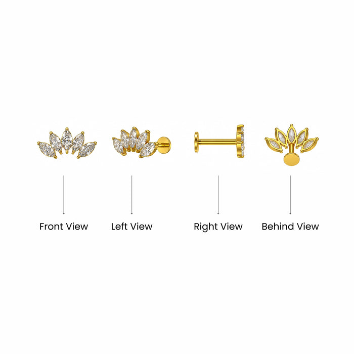 G23 Titanium CZ Jewelled Marquise Tiara Threadless Push-Fit Flat Back