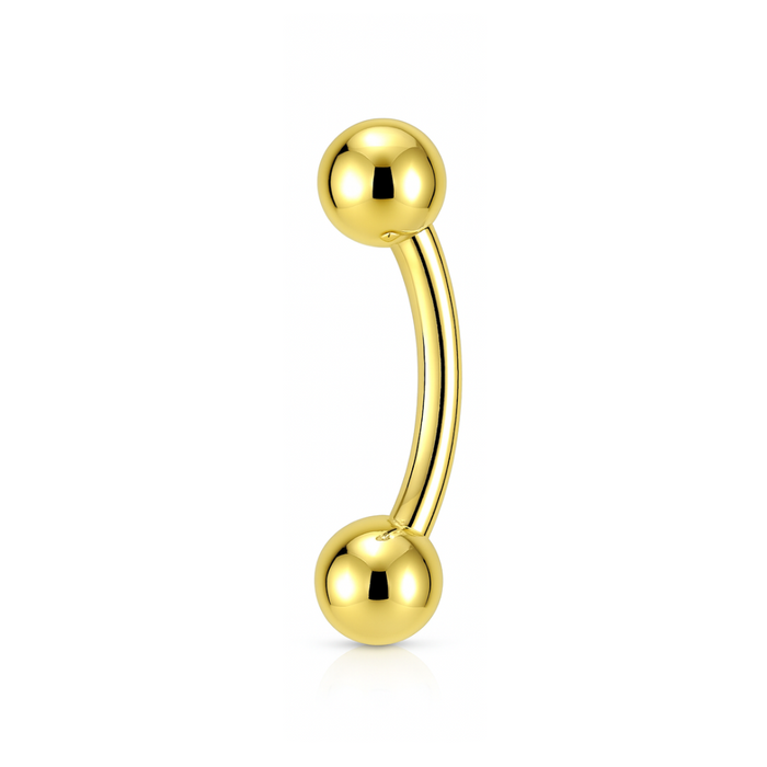 14K Gold Internally Threaded Eyebrow Piercing Bar