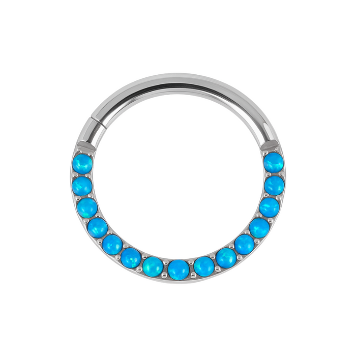 316L Surgical Steel Opal Studded Hinged Clicker Segment Ring - Monster Piercing