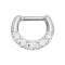 316L Surgical Steel Five Pronged Clear CZs Septum Clicker Ring