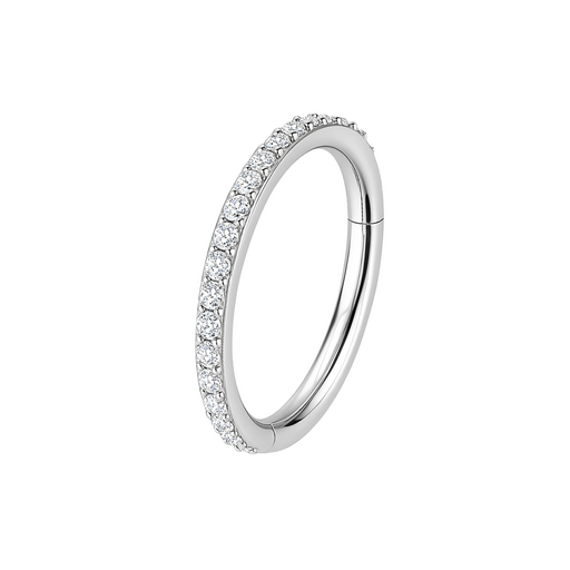 G23 Titanium Micro Setting CZ Stones in Hinged Segment Clicker Ring - Monster Piercing