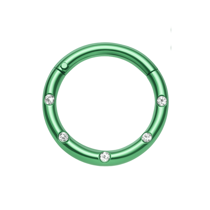 316L Surgical Steel 5 CZ Stones Paved Hinged Segment Clicker Ring - Monster Piercing