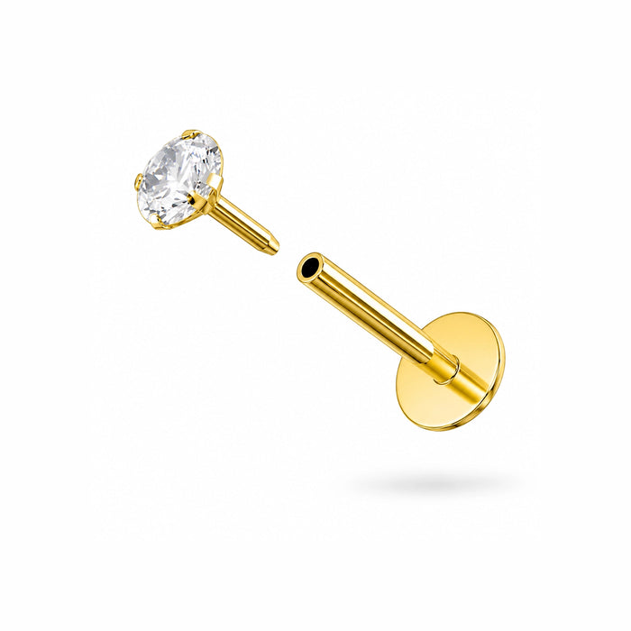 14K Gold with Lab Grown Diamond Jewelled Push Fit Top