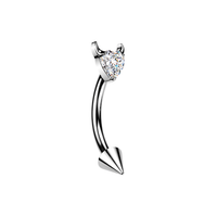 G23 Grade Titanium Devil Heart CZ Curved Bar