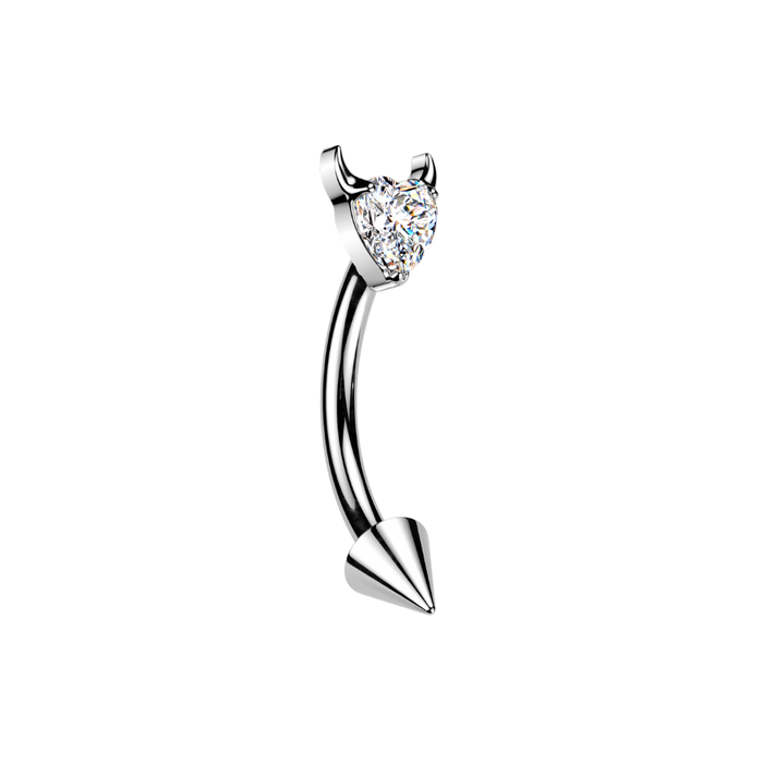 G23 Grade Titanium Devil Heart CZ Curved Bar