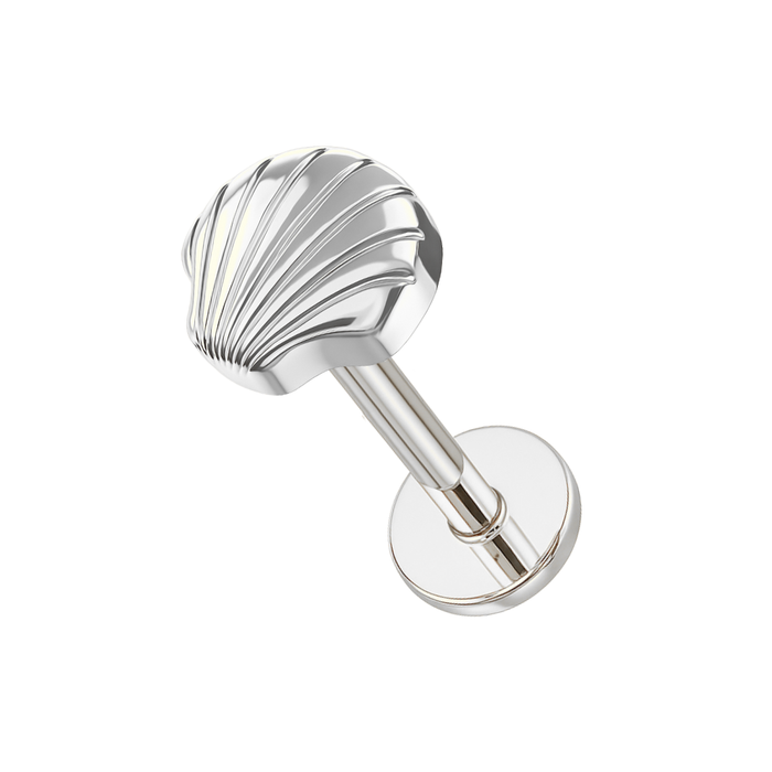 G23 Titanium Seashell Elegance Threadless Flatback Stud