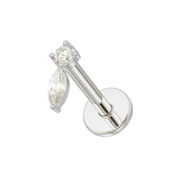 316L Surgical Steel Jewelled Drop Internally Threaded Screw Fit Labret Stud United Kingdom